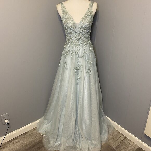 XSCAPE Embroidered Floral Sleeveless Gown Long Formal Dress Size 4 - Picture 2 of 13